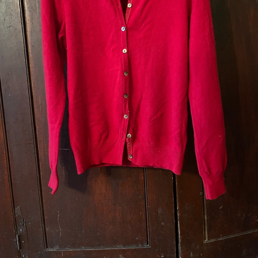 Boden cranberry red cashmere cardigan